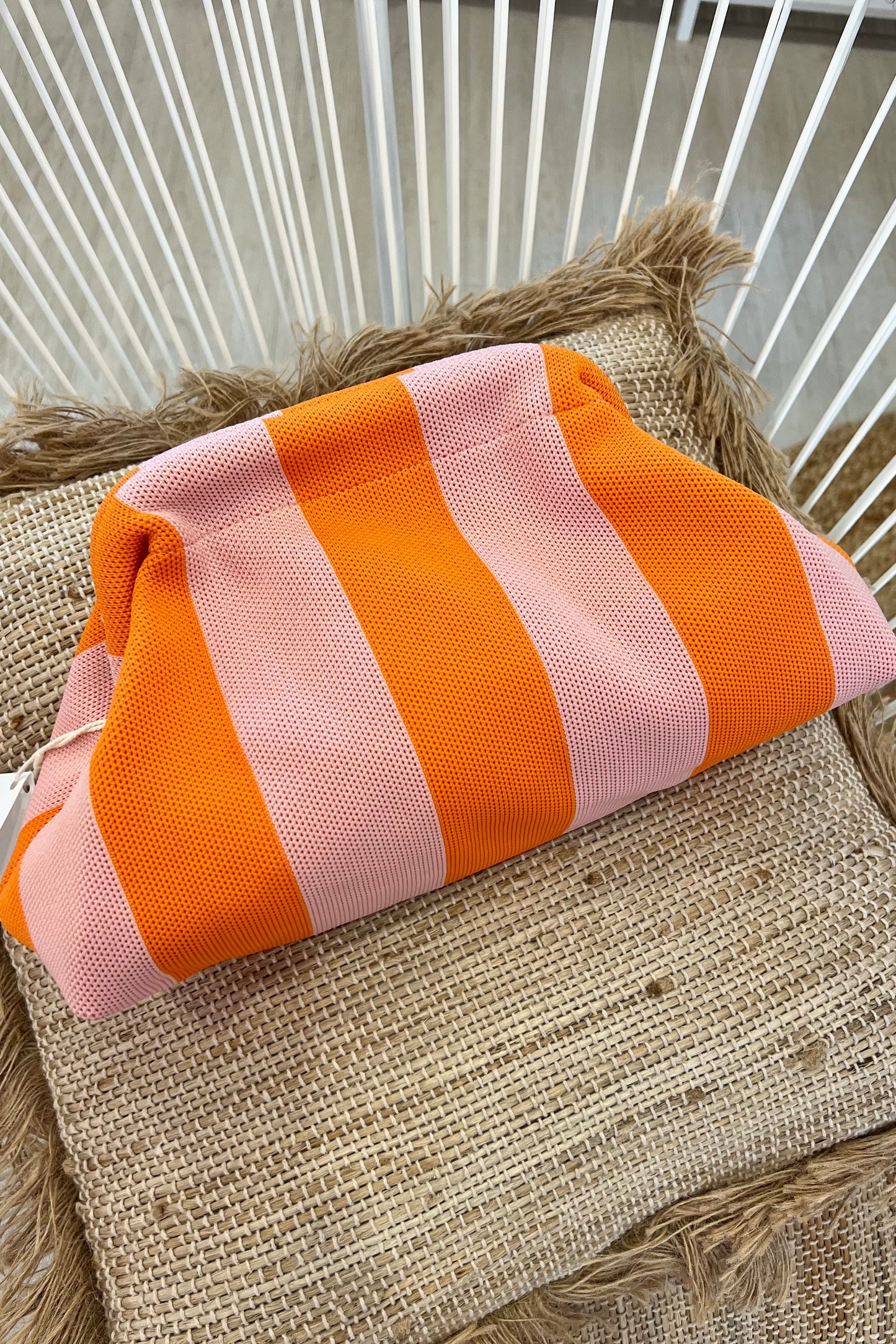 POUCH RIGHE ARANCIO-ROSA