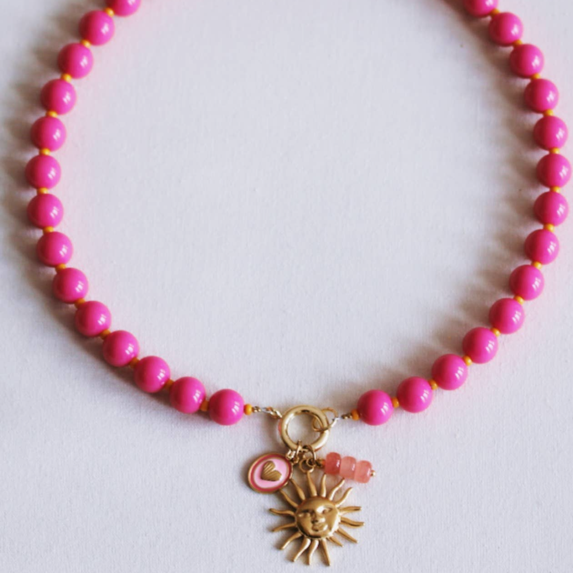 COLLANA PERLINE XL FUCSIA/ARANCIO