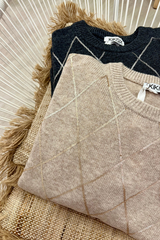 MAGLIONE ROMBI PAILLETTES