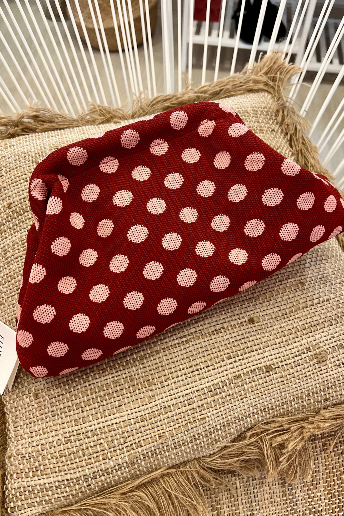 POUCH POIS BORDEAUX-ROSA