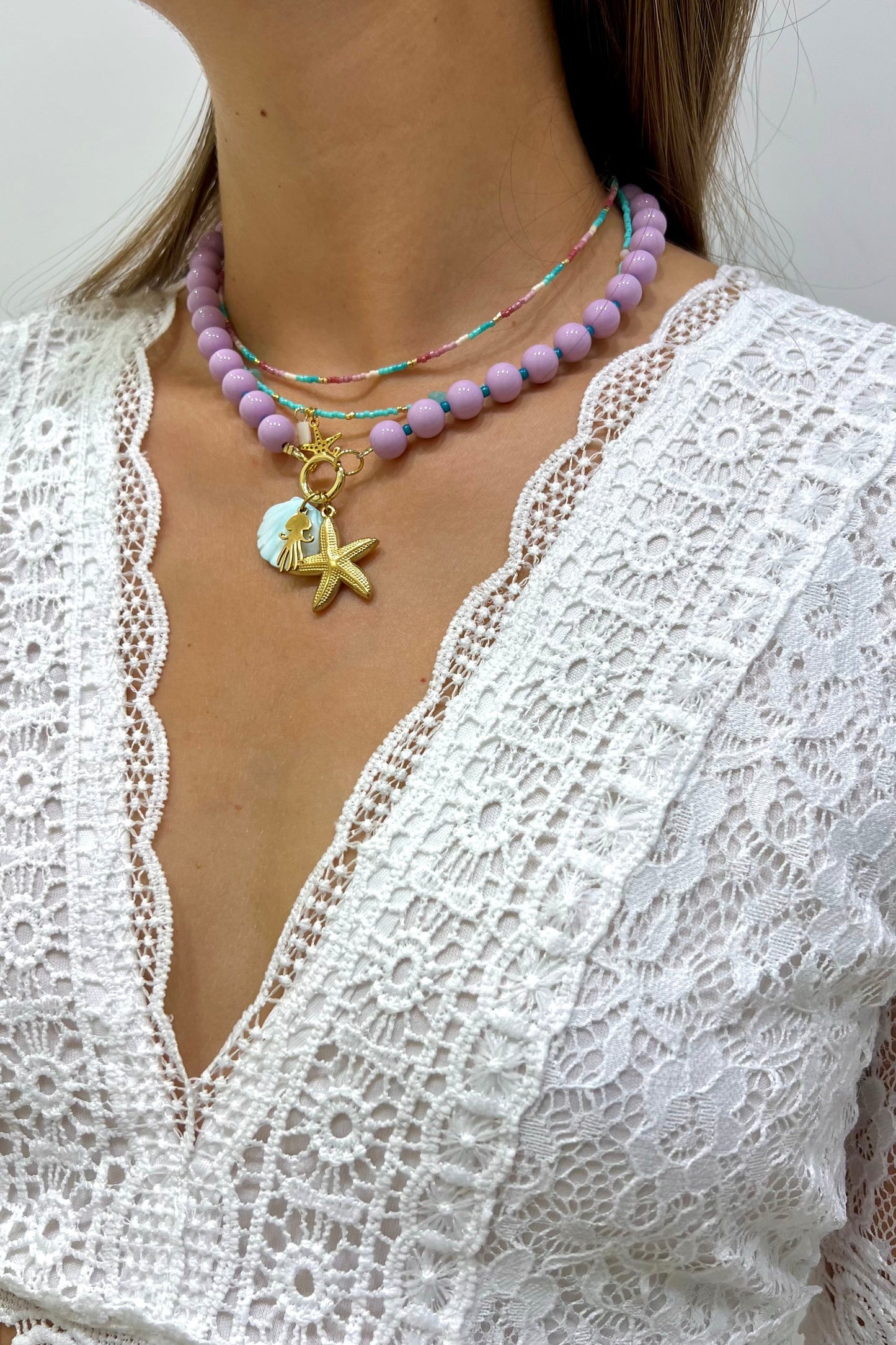 COLLANA PERLINE XL LILLA/ACQUA