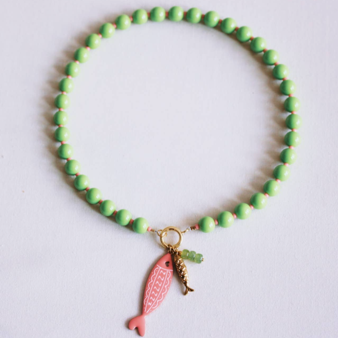 COLLANA PERLINE XL VERDE/ROSA